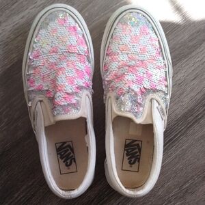 VANS- Sequin Checkerbourd Slip Ons Size 8.5